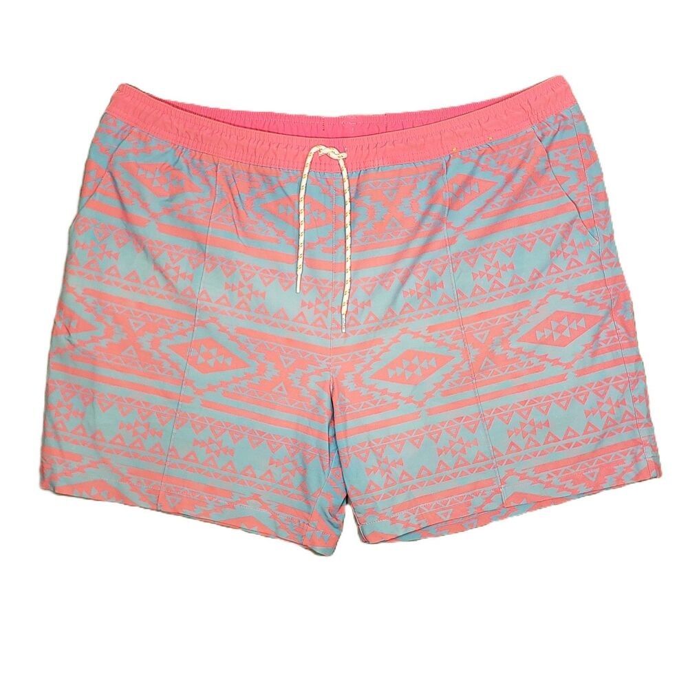 Chubbies‎ Rad O Rama Swim Shorts Mens 2XL 5" Blue Pink Geometric Aztec